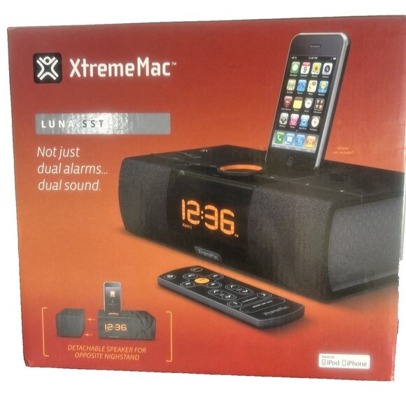 XtremeMac Luna SST IPU-LSS-11 Dual Alarm Clock 30-PIN Dock Compatible w/Apple - Picture 1 of 10